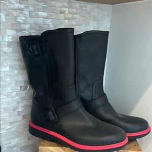Cole Haan Black and Pink Winter Rain Boots